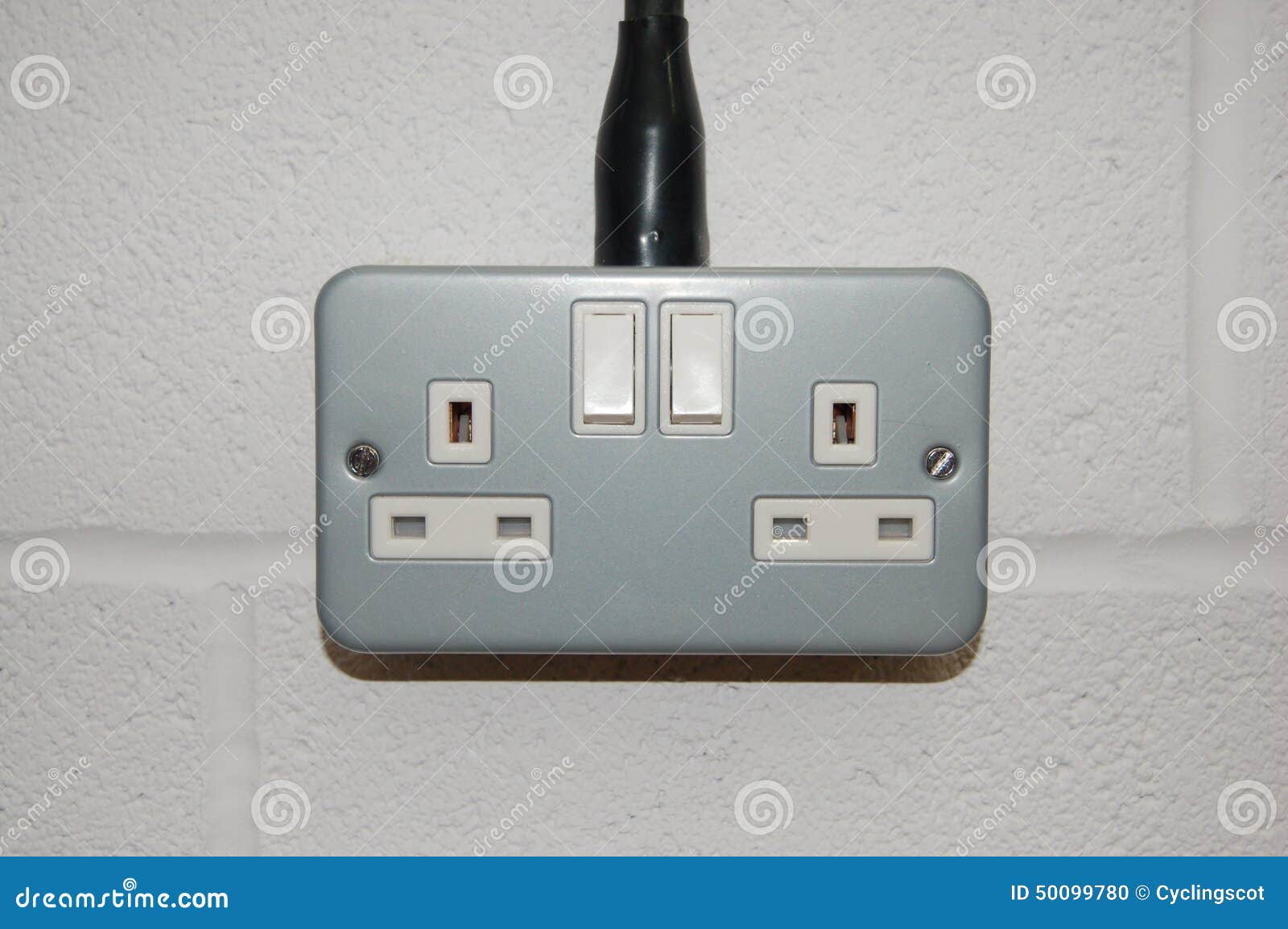 uk mains electrical socket, twin, metal industrial type